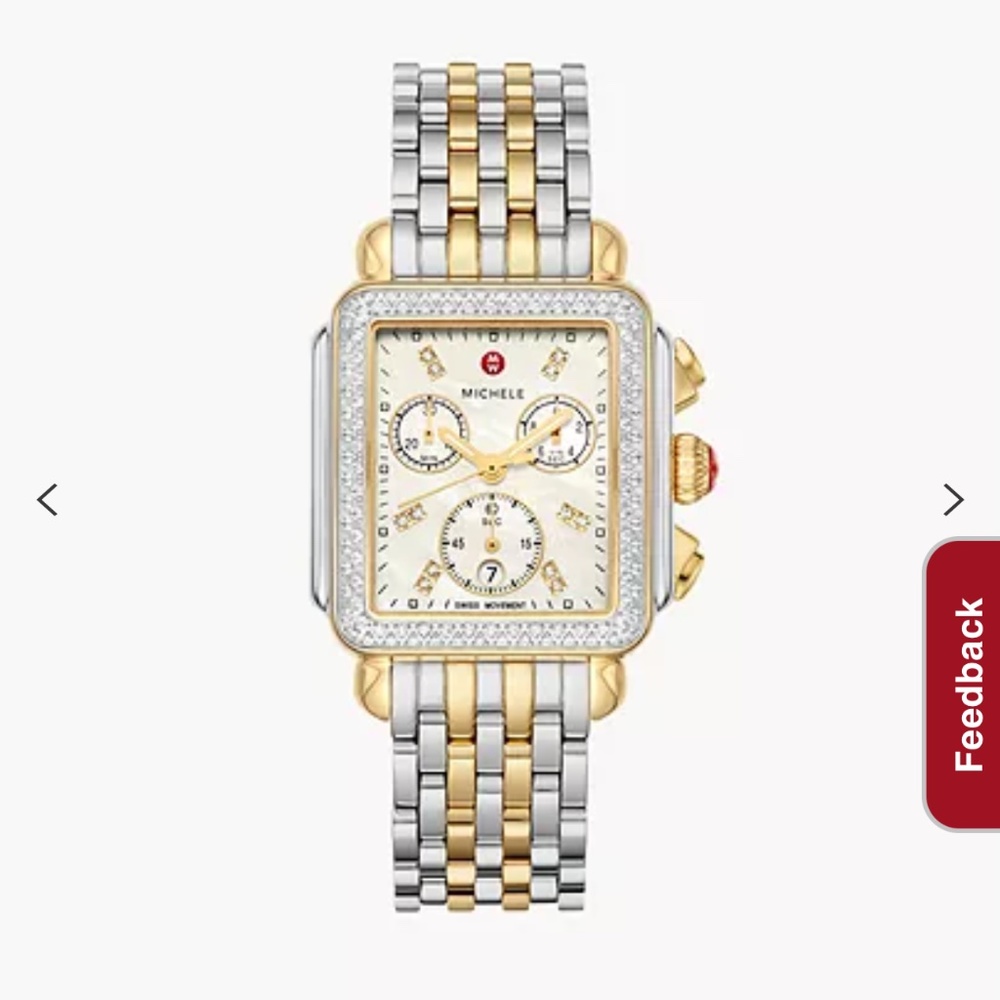 Michele Deco two tone 18 kt  gold diamond watch with 120 hand set diamonds